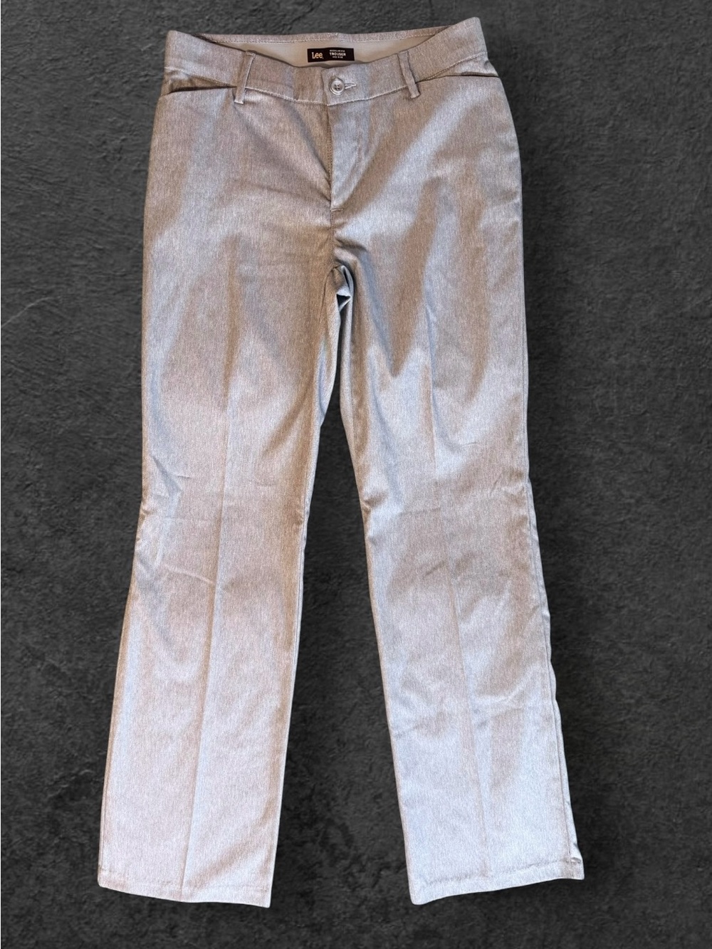 Lee Womens 6 Long Flex Motion Regular Fit Trouser Pants Gray Mid Rise Stretch